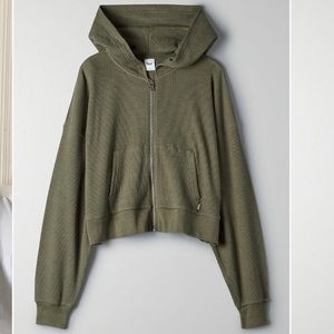 Aritzia TNA boxy thermal zip hoodie